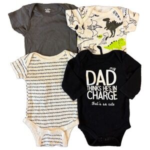 Baby Boy Newborn Bodysuits Shirts Tees Rompers Clothes Lot Dinosaur Funny Dad
